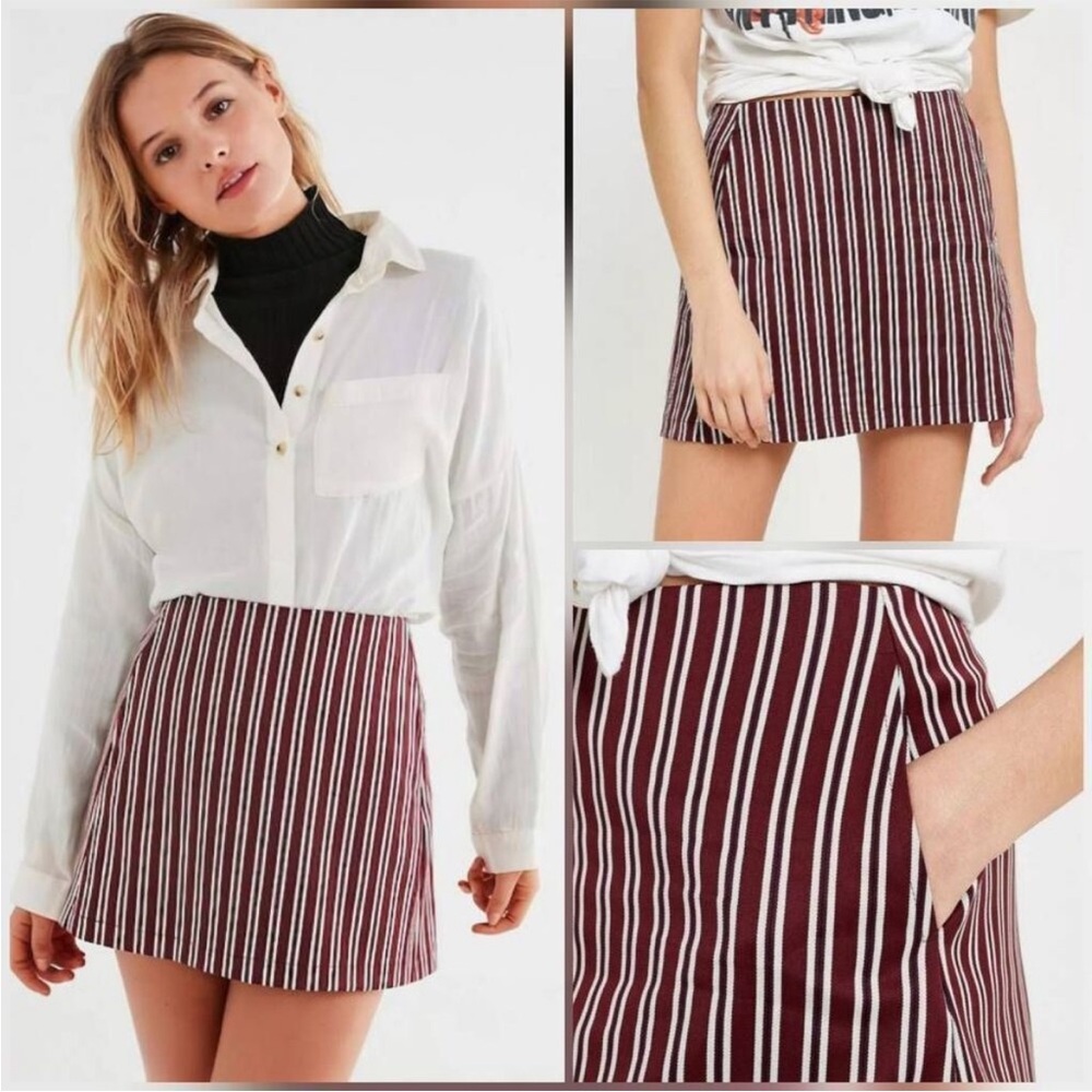 Urban Outfitters Burgundy Striped Mini Skirt